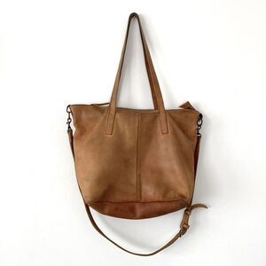 ABLE Brown Cognac Leather Large Tote Versatile Everyday Bag Boho Urban Casual